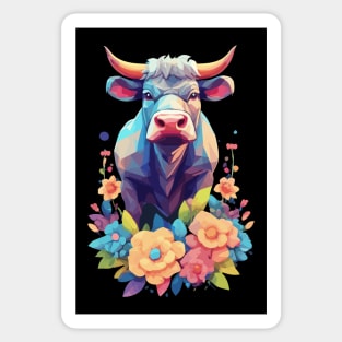 Bull with flowers Sticker